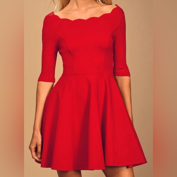 Lulu’s Tip the Scallops red dress - Picture 1 of 9